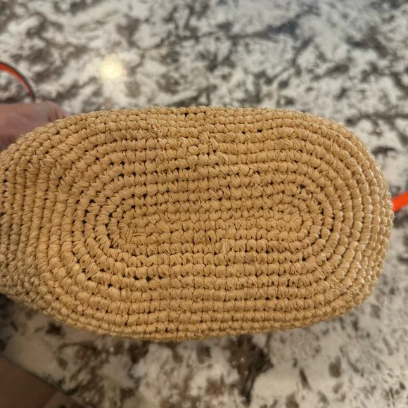 Loewe Tan and Orange Crossbody  pochette bag in raffia and calfskin - Picture 9 of 13